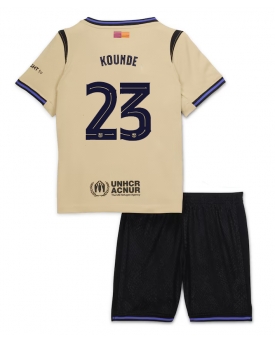 Billige Fotballdrakt Barcelona Jules Kounde #23 Replika Bortedraktsett Barn 2025-26 Kortermet (med bukser)